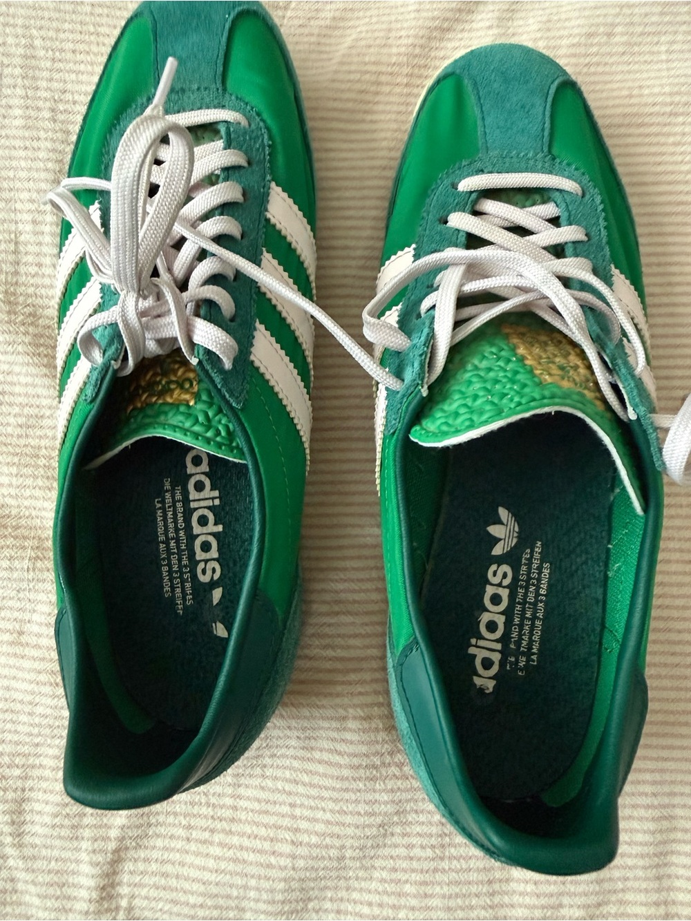Adidas Green womens Casual Runner Sneakers with White Stripes - Picture 6 of 6